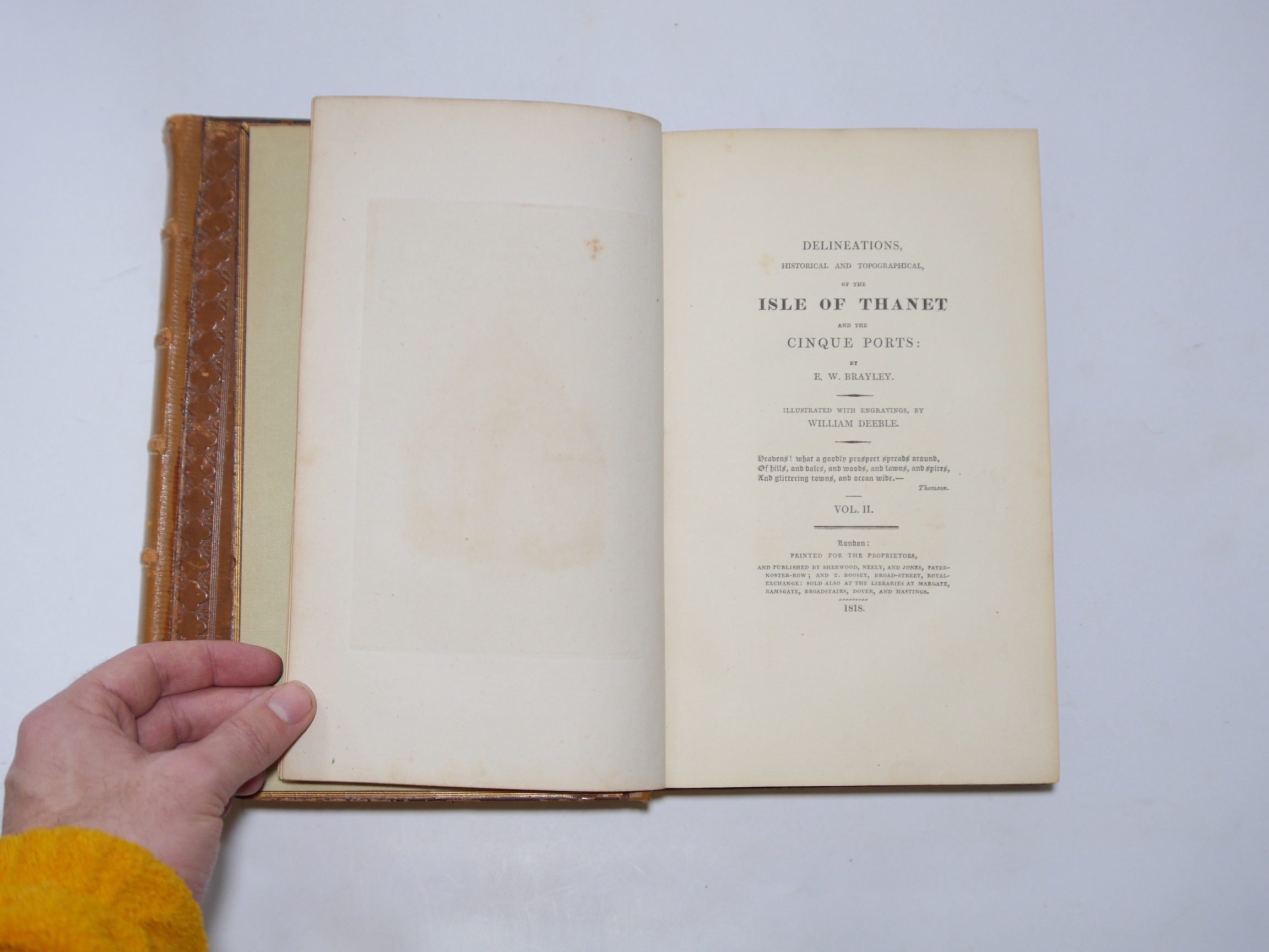 Brayley, Edward Wedlake - Delineations, Historical and Topographical, of the Isle of Thanet and the Cinque Ports ... 2 vols. pictorial engraved and printed titles, a hand coloured map and 103 plates (by William Deeble);